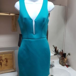 Bebe Turquoise Deep V Club Dress